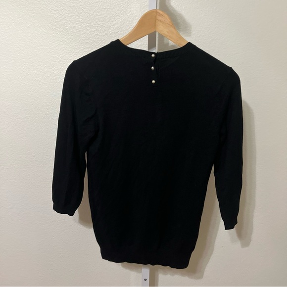 NEW ZARA Knit Pearl Button Back Sweater Black Medium - Picture 4 of 8